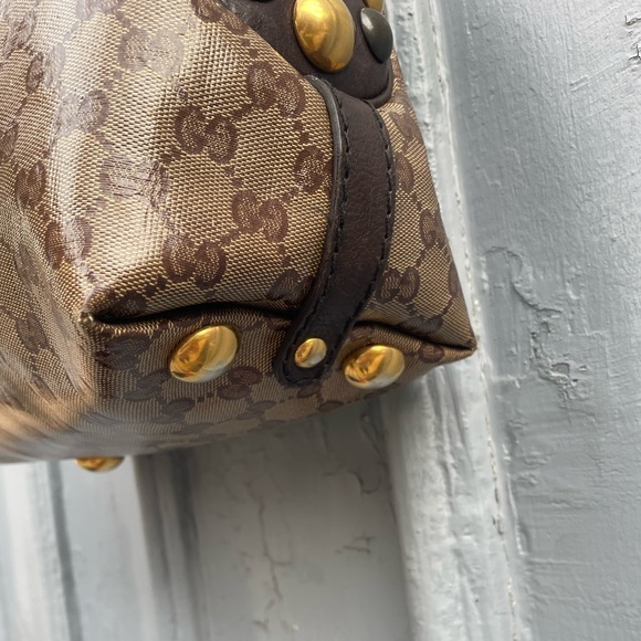 Gucci Beige/Brown GG Crystal Canvas Babouska Crest Dome Bag - Picture 5 of 15
